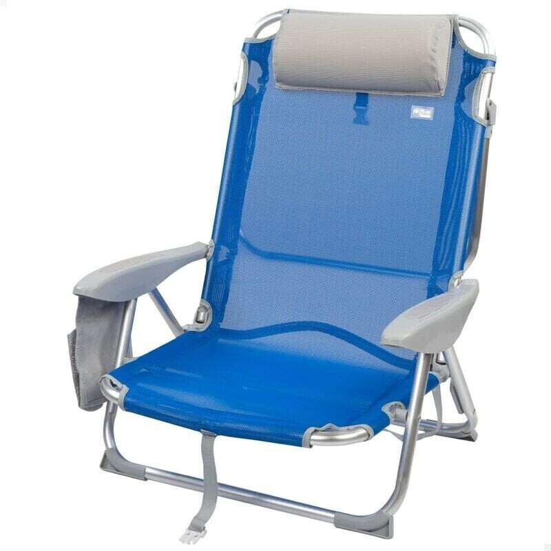 Aktive Beach Folding Chair 4 Positions With Cushion And Cup Holder blue