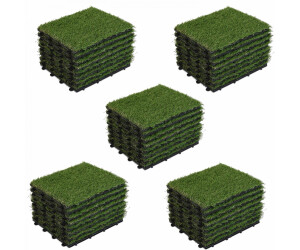 Lot de 48 dalles clipsables gazon artificiel vert - Oviala