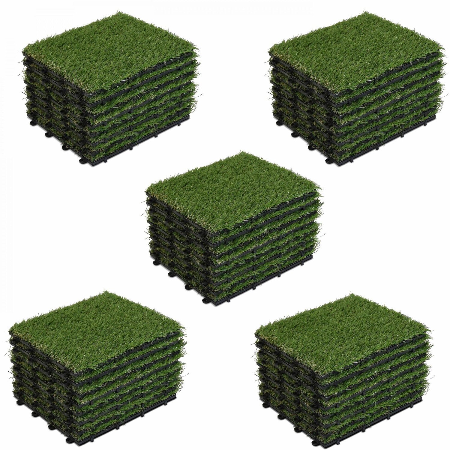 Lot de 48 dalles clipsables gazon artificiel vert
