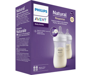 Philips AVENT Biberon Natural 260 ml transparent (x3) + tétine Réponse  Naturelle (SCY903/03) au meilleur prix sur