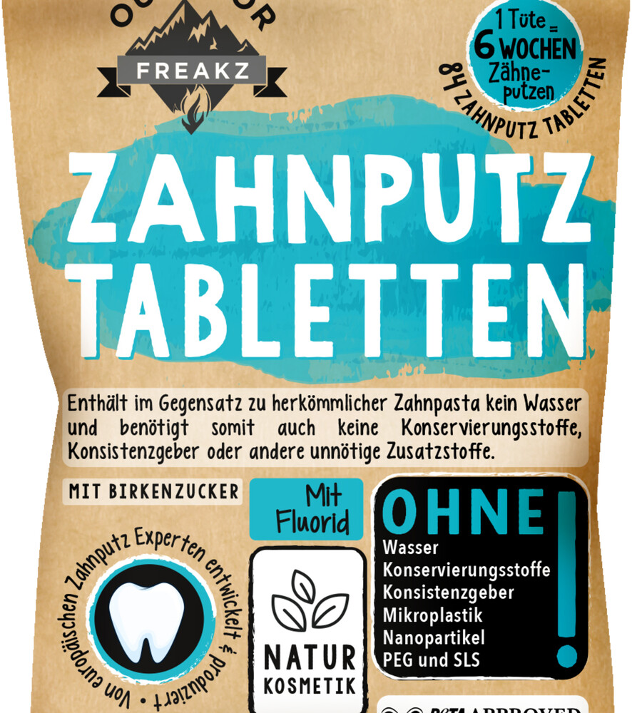 Outdoor Freakz Zahnputz Tabletten mit Fluorid (84 Stk.) ab 2,99