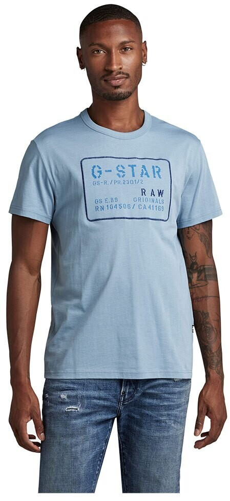 G-Star Applique Multi Technique Short Sleeve Round Neck T-Shirt (D22803-336) blue 813