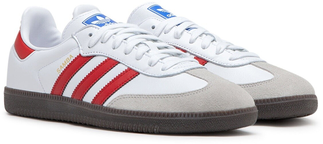 Adidas samba white red stripes deals