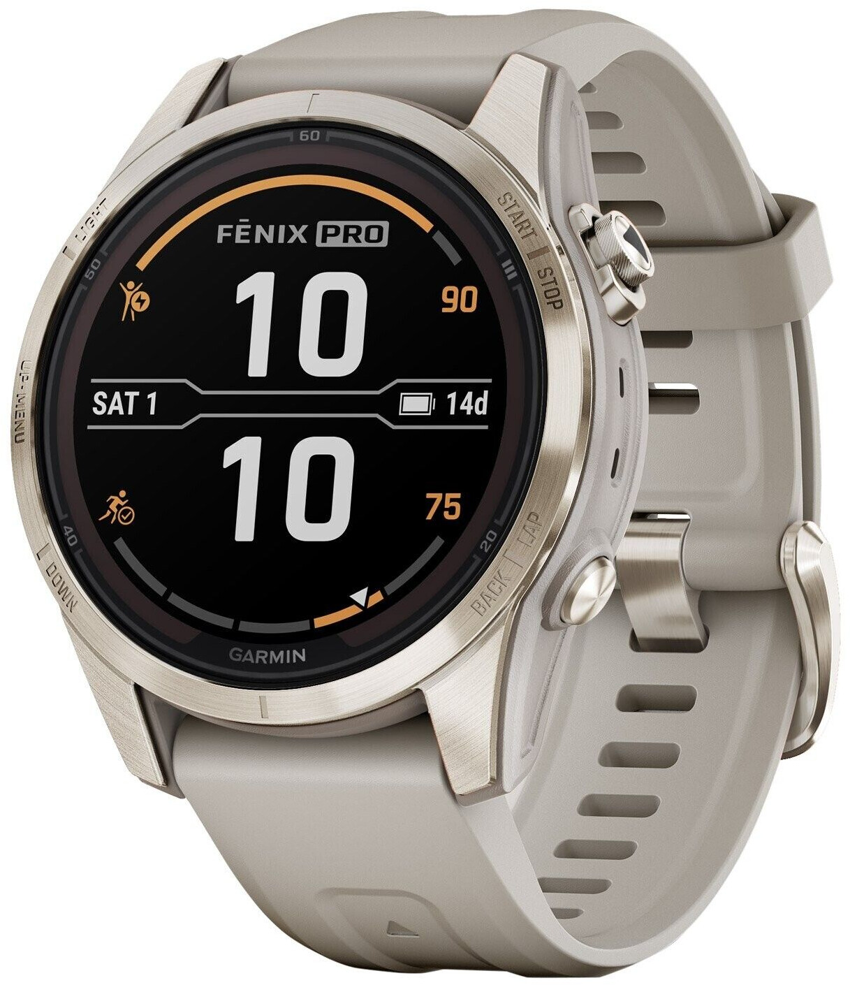 Garmin fēnix® 7S Pro Sapphire Solar Soft Gold + Light Sand Band