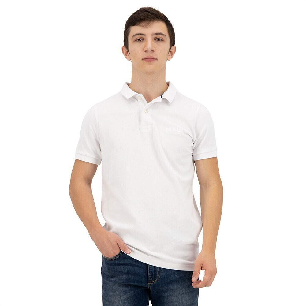 Buy Superdry £19.95 pique white polo from Classic on – (Today) Deals (M1110343A) Best