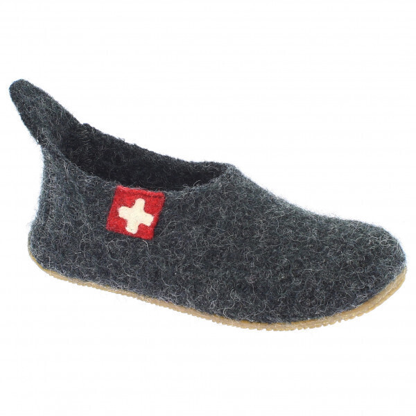 Living Kitzbühel Kids Slipper Schweizer Kreuz anthra