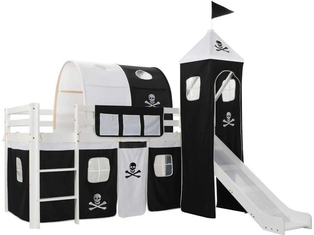 vidaXL Lit toboggan avec tour blanc (pirates)