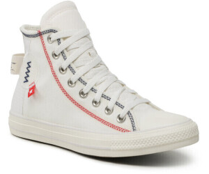 Red white and discount blue converse high tops