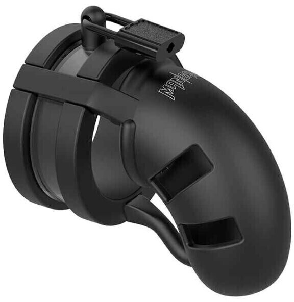 ManCage Model 18 - Chastity – 3.5“ - Silicone Cage Ballsplitter - Black