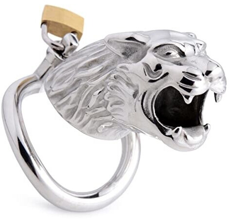 Master Series Tiger King Locking Chastity Cage - Silver