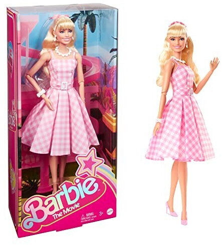 Barbie The Movie Margot Robbie Doll Pink White Gingham Dress NEW SHIPS  TODAY