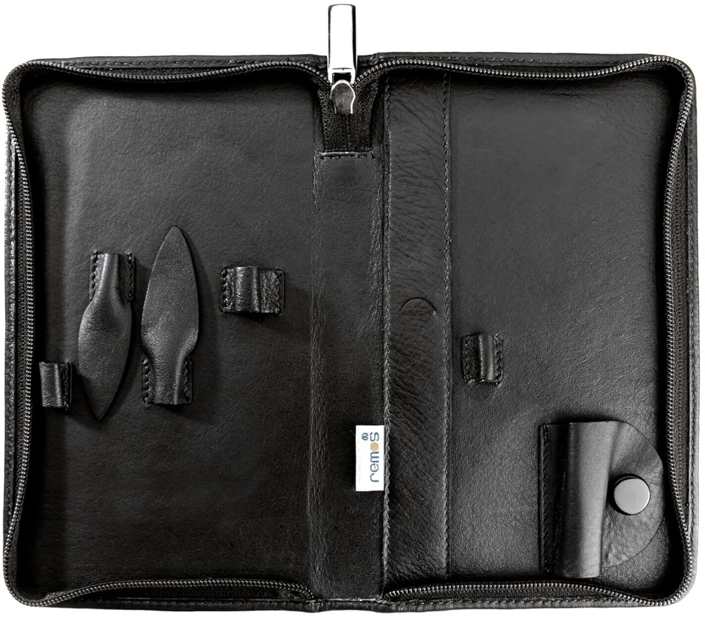 REMOS Maniküre-Etui Aus Echtem Leder – Leer, Zum Selbstbestücken Mit 3 Werkzeugen, Perfekt Für Unterwegs