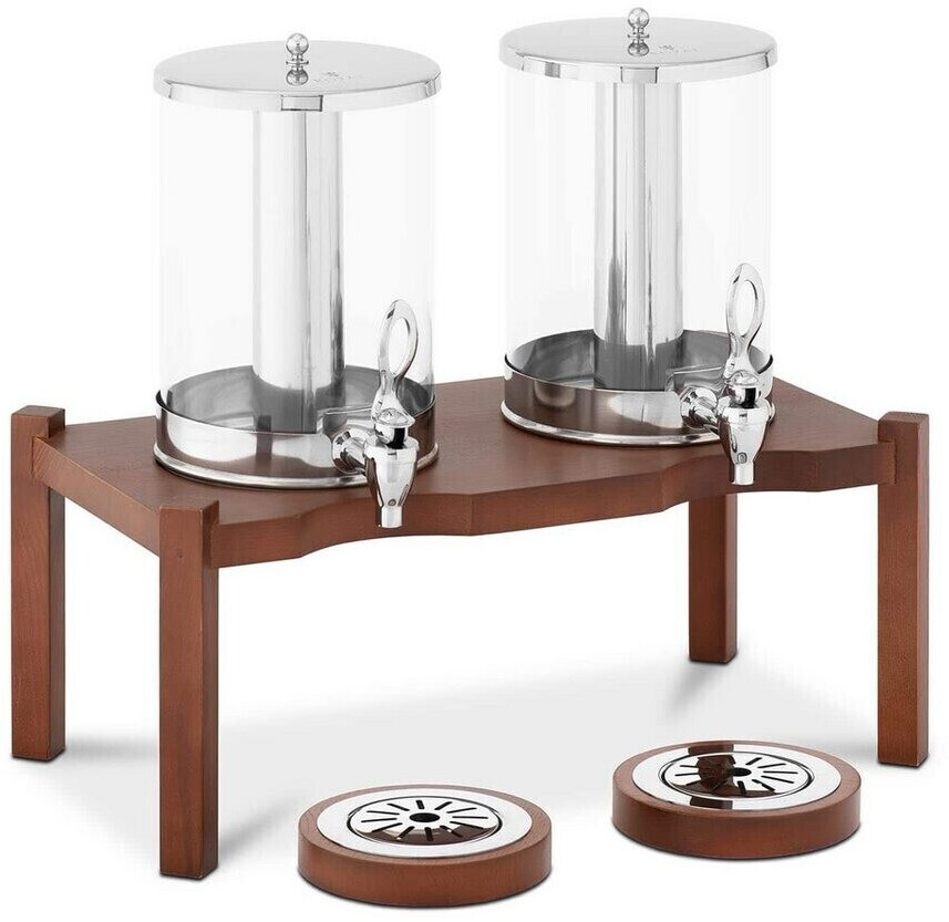 Royal Catering Beverage dispenser juice dispenser - 2 x 7 L - cooling system - dark wooden frame