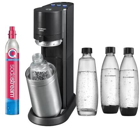 SodaStream Wassersprudler Duo Bundle Quick-Connect CO2-Zylinder, 3X  Glasflasche und 1x 1L spülmaschinenfeste Kunststoff-Flasche, Höhe: 44cm,  Farbe: Titan, Glas, 44 cm : : Küche, Haushalt & Wohnen