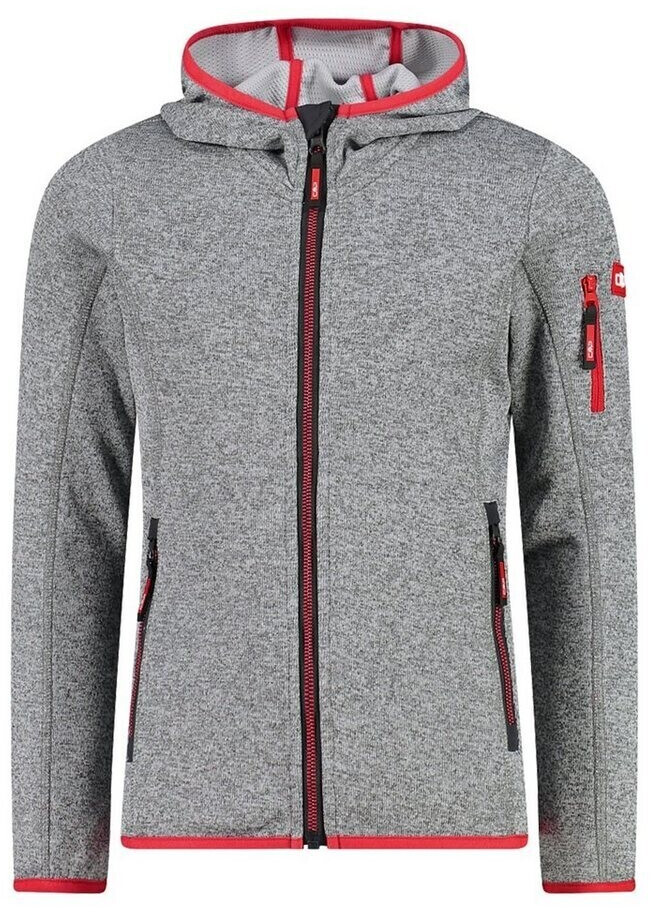 CMP Girl's Hooded Sweatshirt in Knit-Tech fleece (30H5905) glacier-cemento