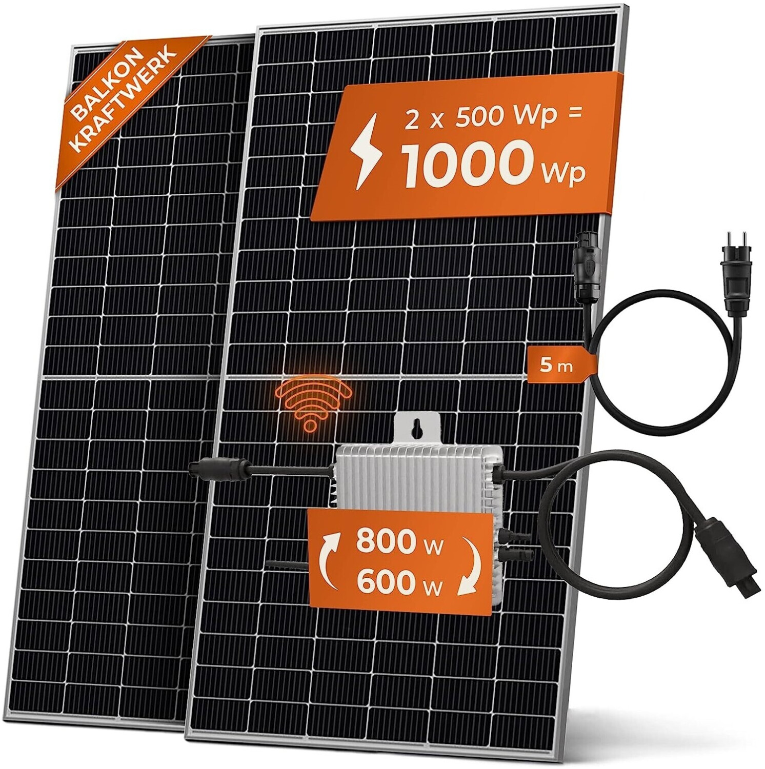 Solarway Balkonkraftwerk 1000/600W 2 x 500Wp mit Deye SUN-M80G3  Wechselrichter ab 649,99 €
