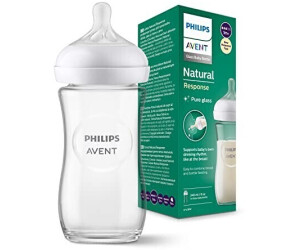 Philips AVENT Biberon Natural en verre 240 ml transparent + tétine Réponse  Naturelle (SCY933/01) au meilleur prix sur