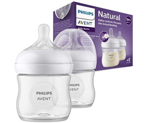 Philips AVENT Biberon Natural 125 ml transparent + tétine Réponse Naturelle  (SCY900/01) au meilleur prix sur