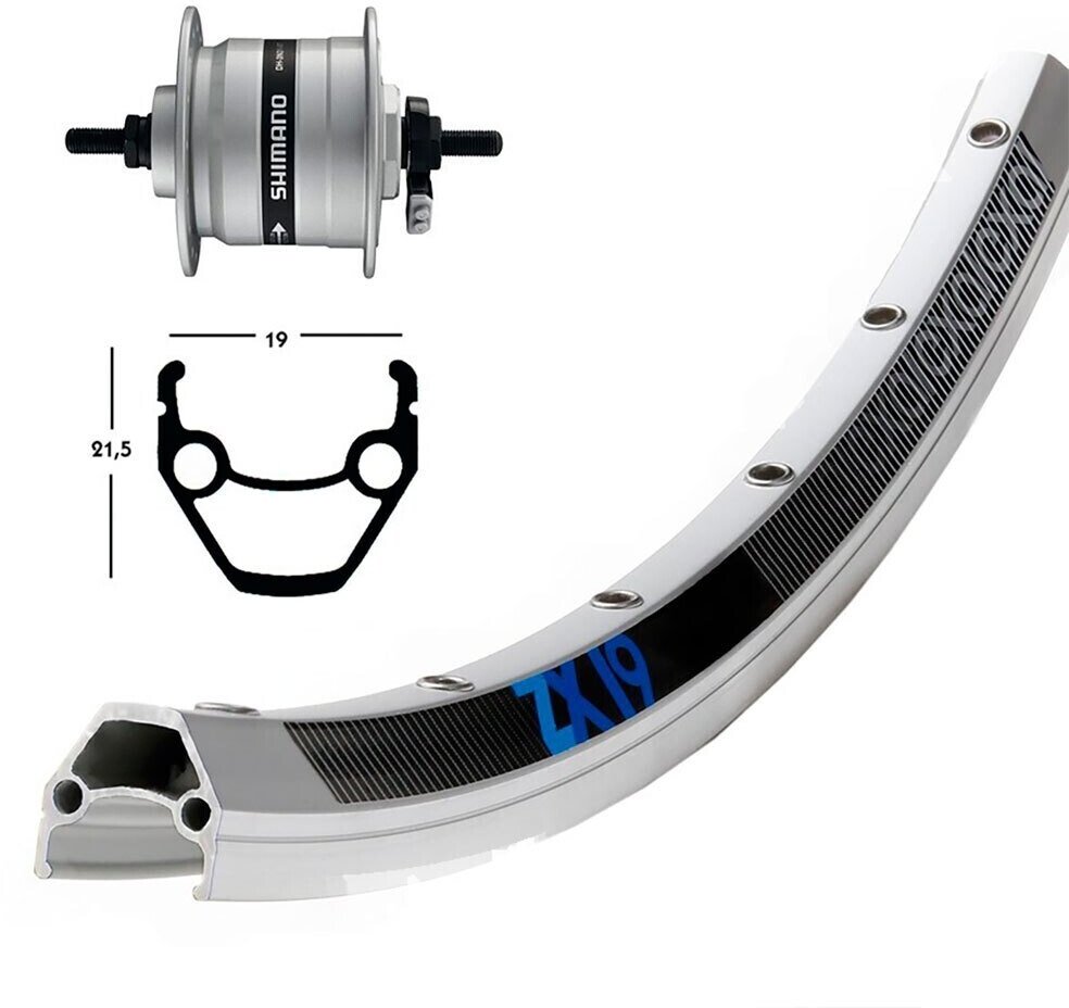 Exal Zx19 Dynamo Shimano Dh3n31 (26) Front Wheel silver 9 x 100 mm