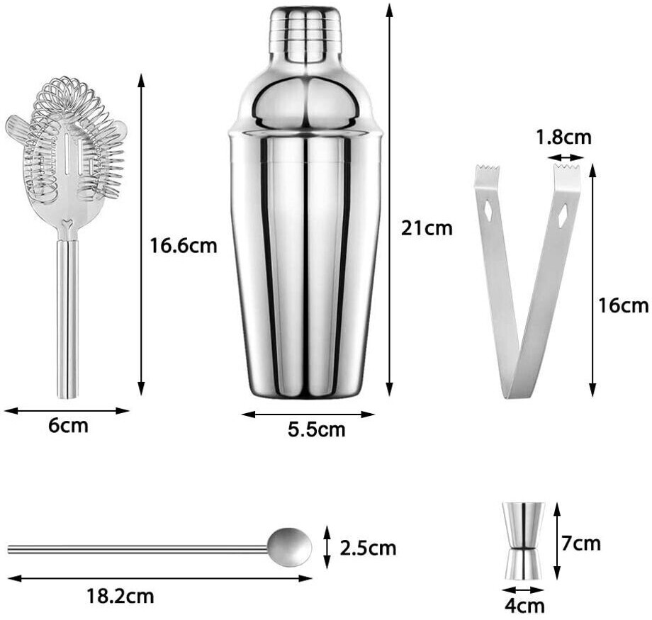 Dymar Cocktail Set, 5 stück Edelstahl Shaker Mixer 550ml flagon ab 19