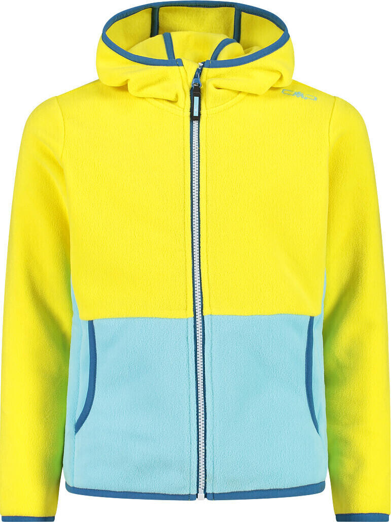 CMP Girl's Full Zipper Hooded Color Block Fleece Jacket (32H1375) lemonade