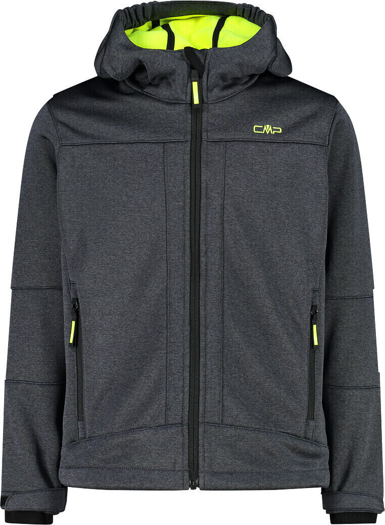 CMP Boys Softshelljacket Fix Hood (3A00094M) asphalt mel.-yellow fluo