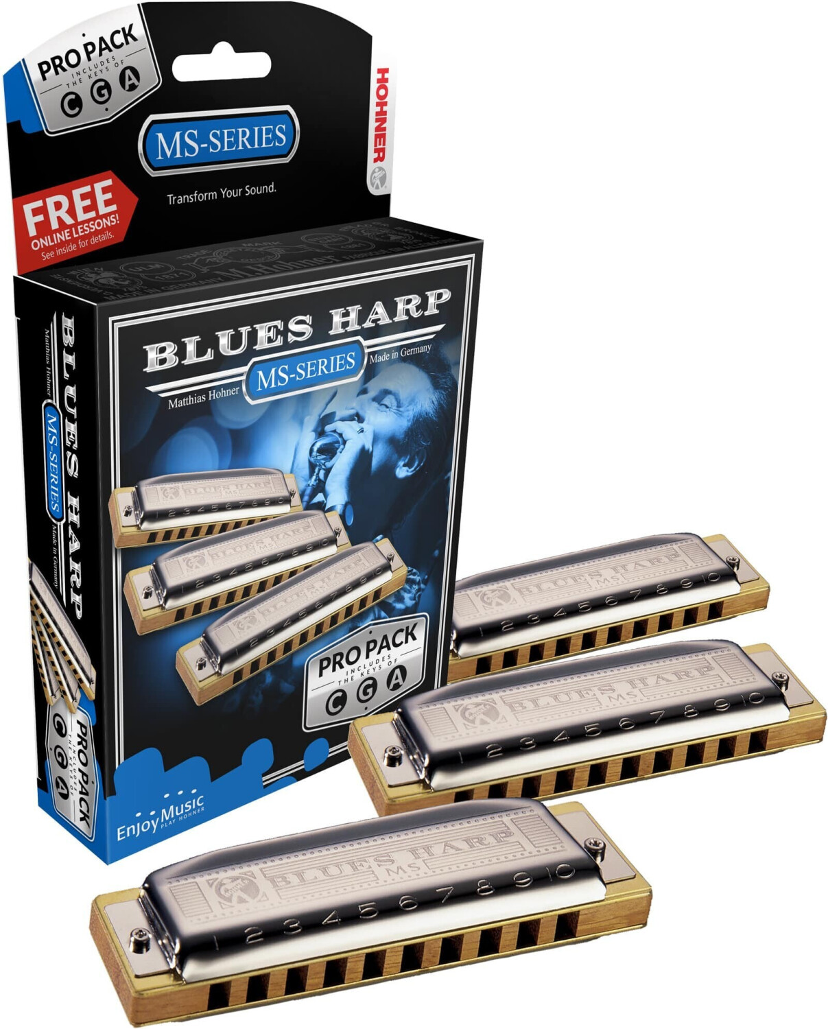Photos - Harmonica Hohner Blues Harp MS C/G/A  (HOM5330XP)