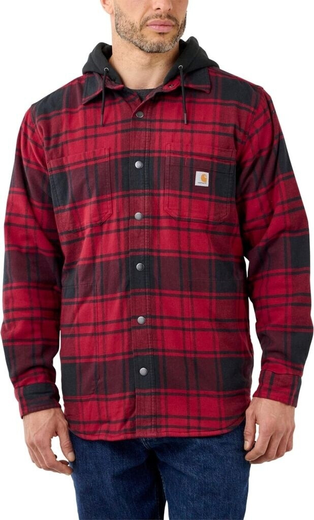 Carhartt Flannel-Fleece Kapuzen-Hemd/Jacke dark red