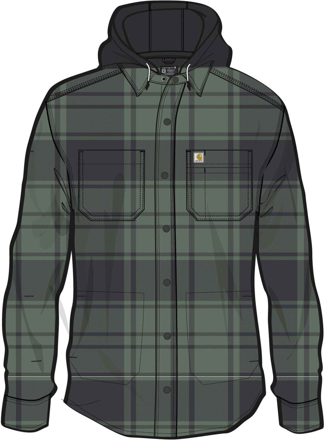 Carhartt Flannel-Fleece Kapuzen-Hemd/Jacke dark green (Elm)