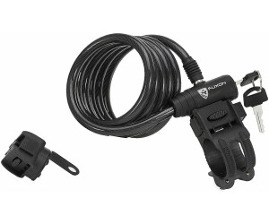 Fuxon Spiralkabelschloss 180cm/10mm mit Halter schwarz