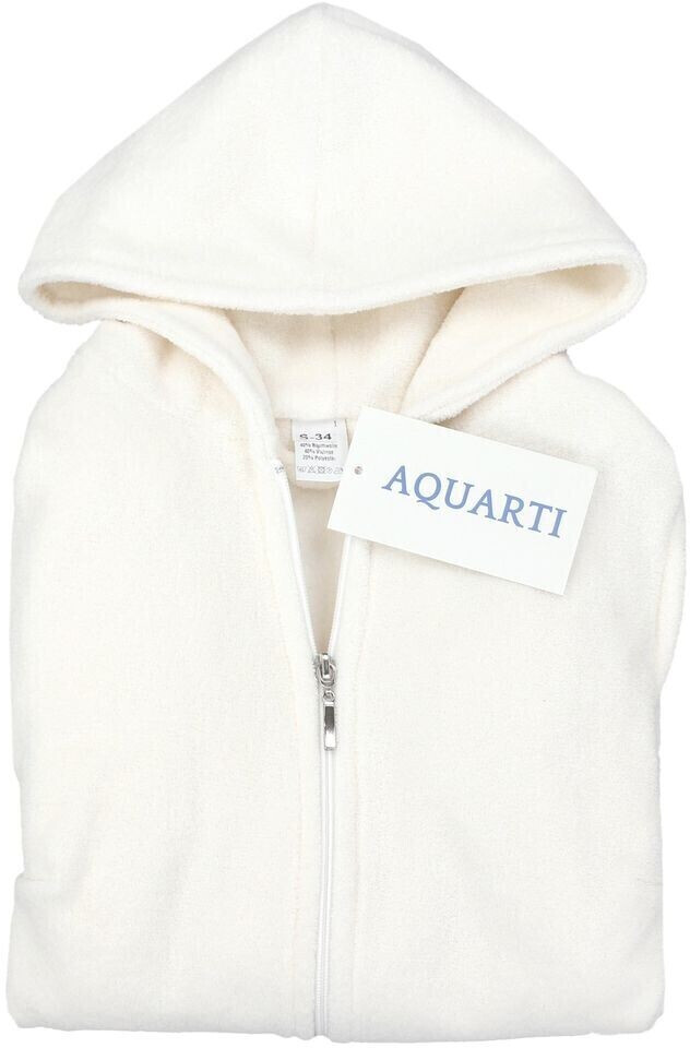 Aquarti Women's bathrobe with zipper long Ecru