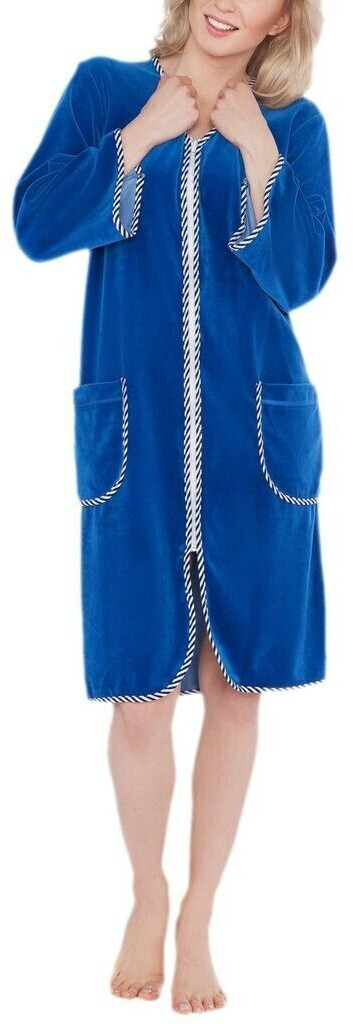 Aquarti Ladies velor bathrobe short blue
