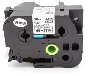 vhbw Schriftband Kassette 36mm schwarz auf weiß kompatibel mit Brother P-Touch 9500 PC, 9700 PC, 9800