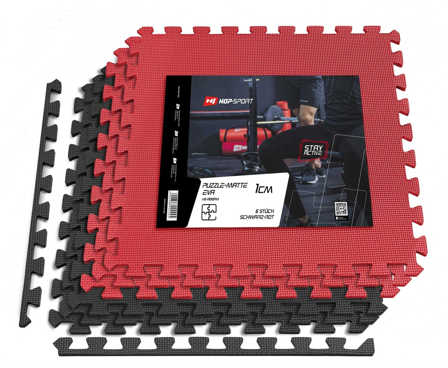Hop-Sport Puzzle Bodenschutzmatte rot/schwarz 6St. ab 24,19 € |  Preisvergleich bei