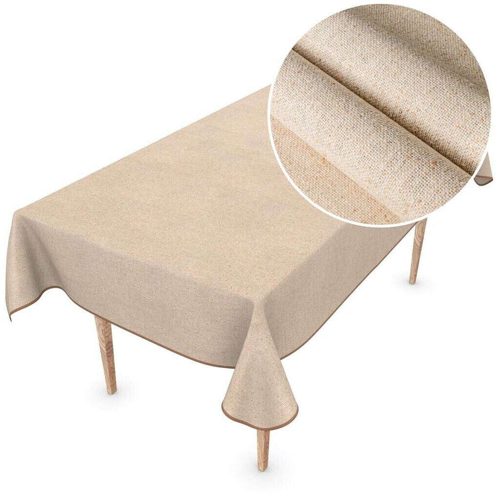 ANRO Wax tablecloth Premium Plain Beige 155 cm 200 cm