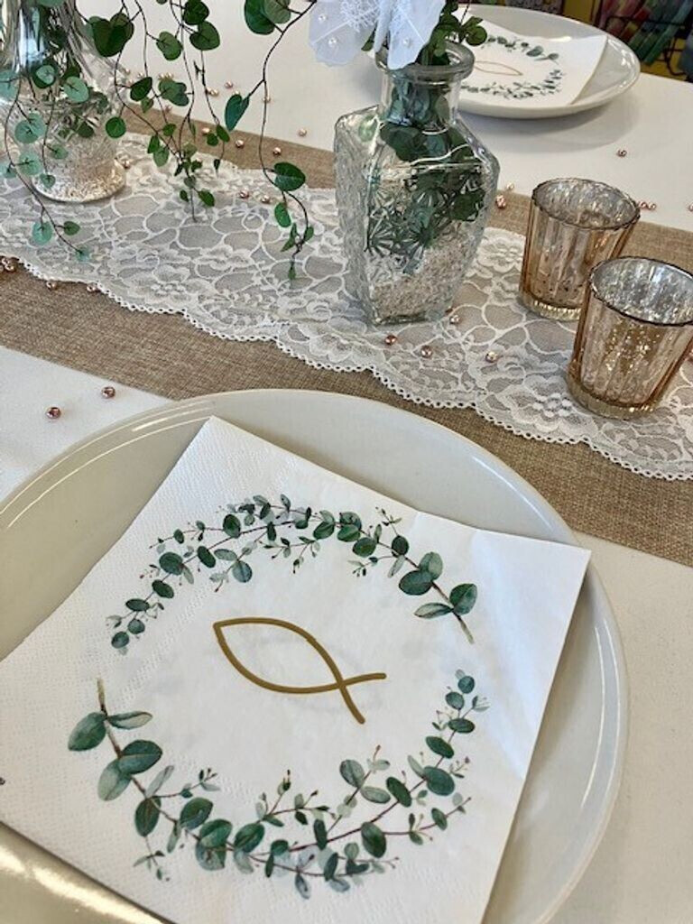 Lot De 20 Serviettes De Table Lunch - Dimensions 33 X 33 Cm - Motif Poissons (brochet, Sandre, Truite) - Marque Ambiente