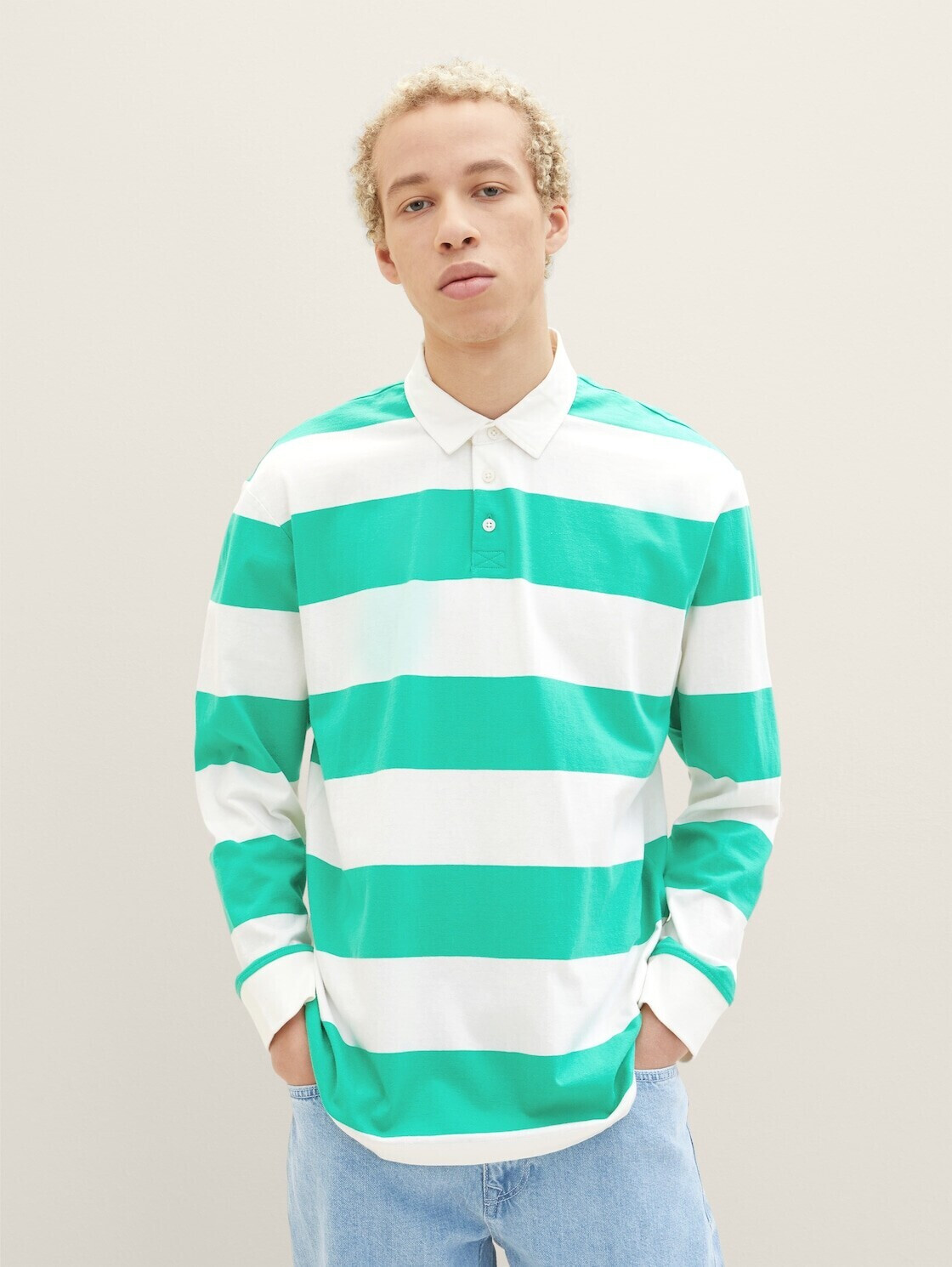 Tailor Preisvergleich 15,40 green (1035281) Denim bei Gestreiftes stripe | Poloshirt ab large Tom € Langarm