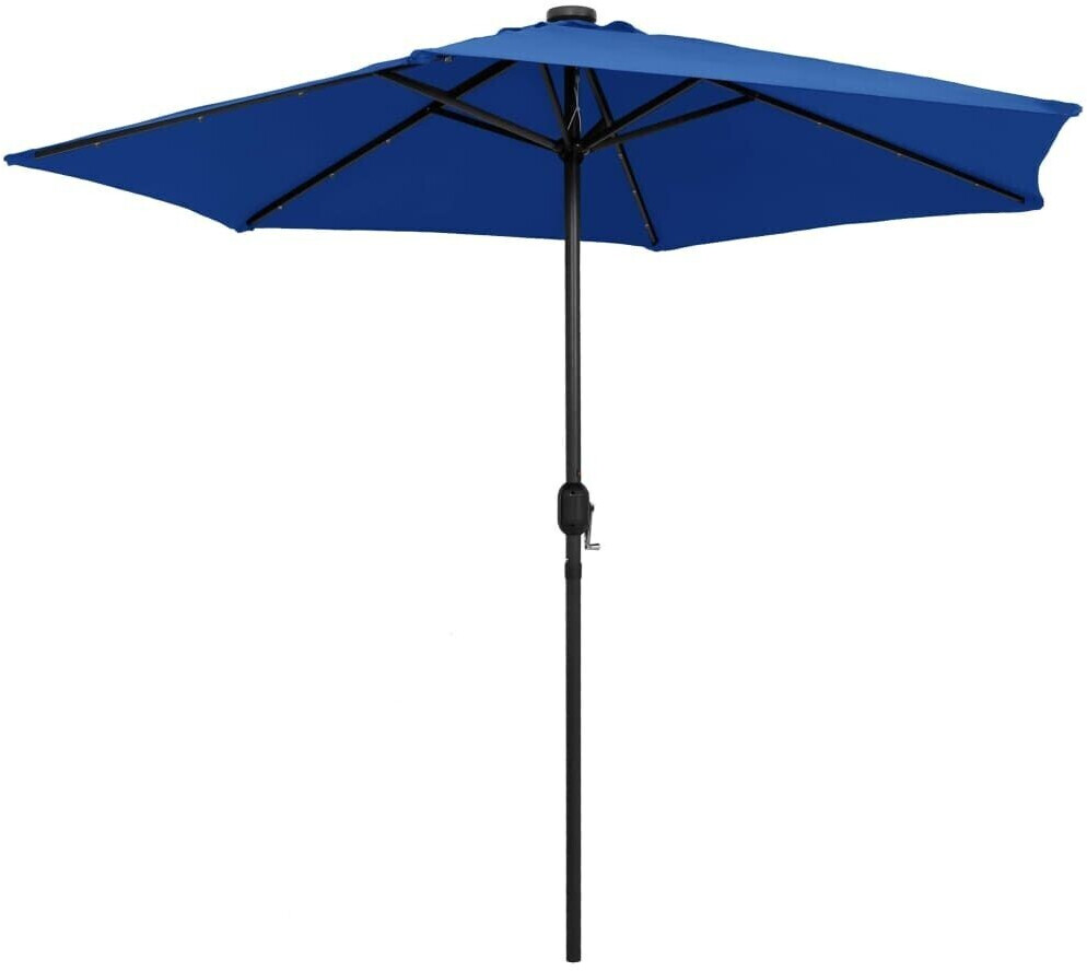 vidaXL Parasol avec lumières LED & mât en aluminium 270cm Bleu azur
