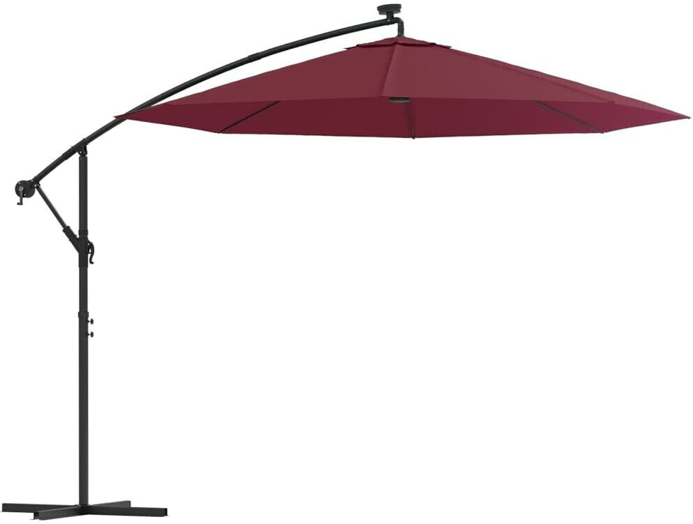 Photos - Parasol VidaXL Cantilever  with LED Lights and Steel Mast Wine Red 