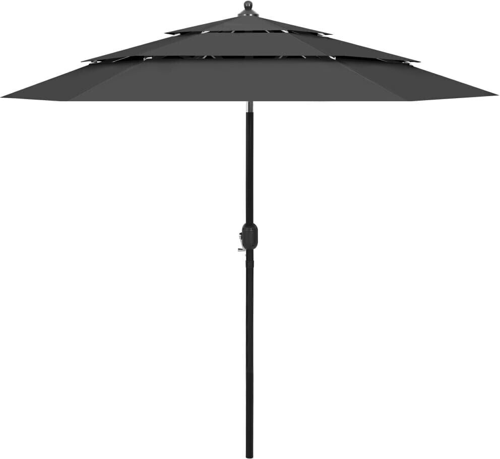 vidaXL Parasol avec mât en aluminium 3 couches 2,5m Anthracite