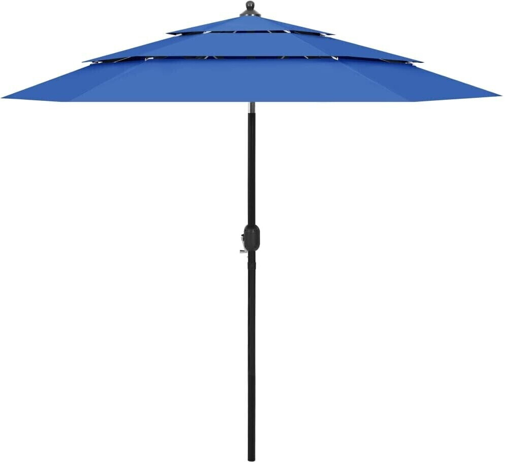 vidaXL Parasol avec mât en aluminium 3 couches 2,5m azur