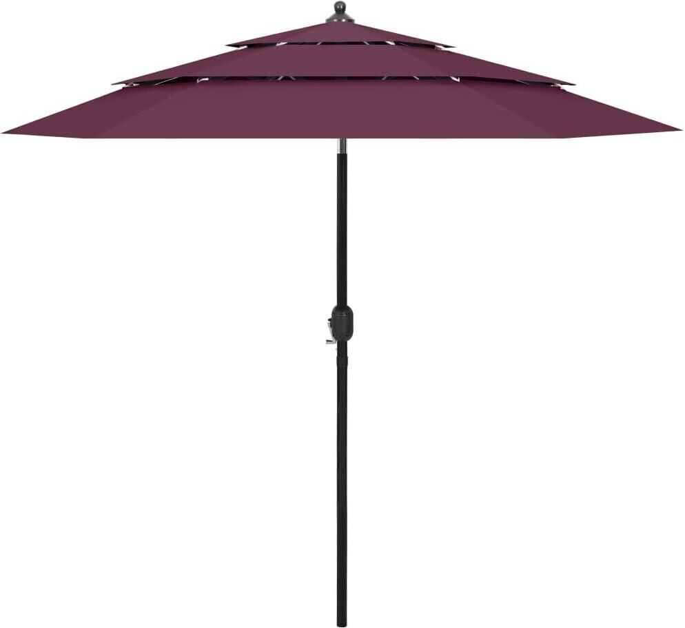 vidaXL Parasol avec mât en aluminium 3 couches 2,5m Bordeaux