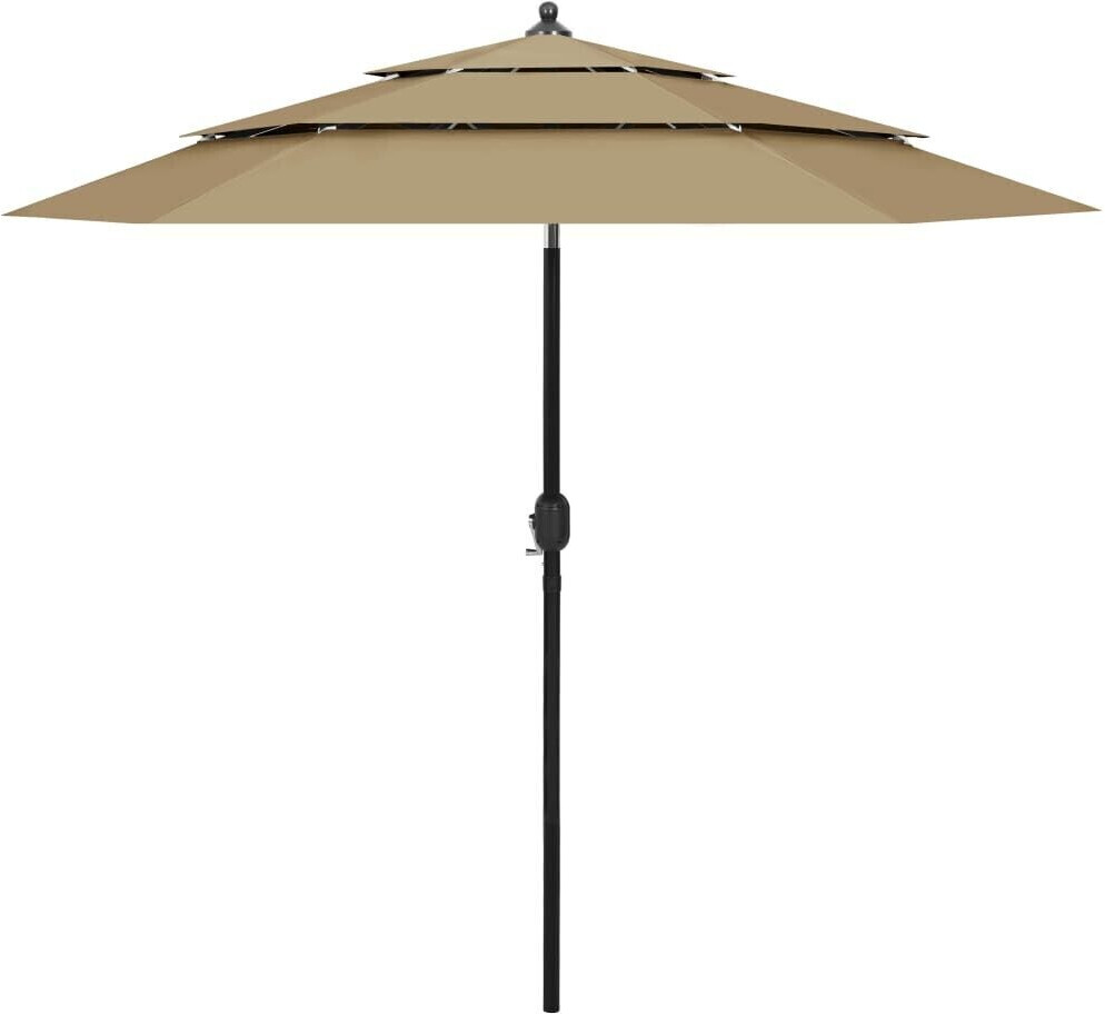 vidaXL Parasol avec mât en aluminium 3 couches 2,5 m Taupe