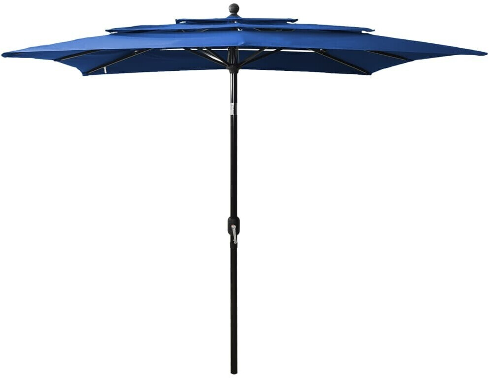vidaXL Parasol avec mât en aluminium 3 couches 2,5x2,5m Azur Bleu