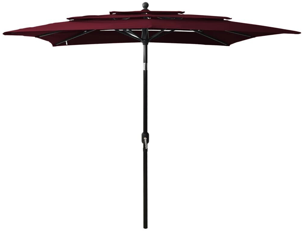 vidaXL Parasol avec mât en aluminium 3 couches 2,5x2,5m Bordeaux