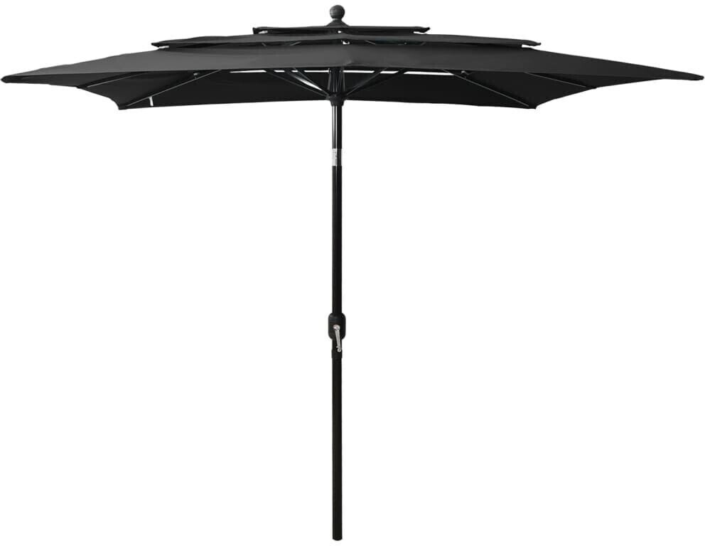 vidaXL Parasol avec mât en aluminium 3 couches 2,5x2,5m Noir