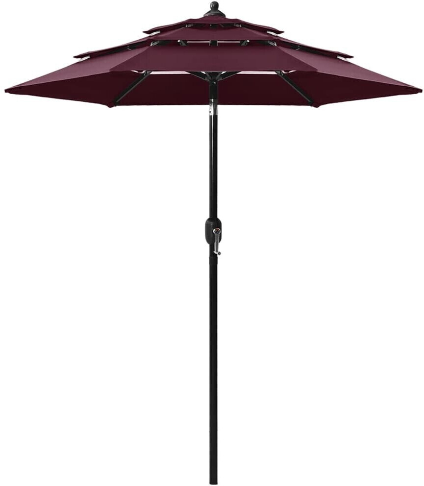 vidaXL Parasol avec mât en aluminium 3 couches 2m Bordeaux