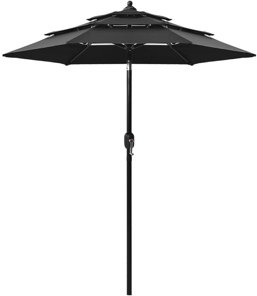 vidaXL Parasol avec mât en aluminium 3 couches 2m Noir