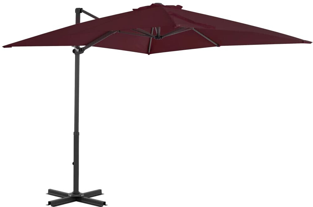 vidaXL Parasol déporté avec mât en aluminium 250x250cm rouge bordeaux