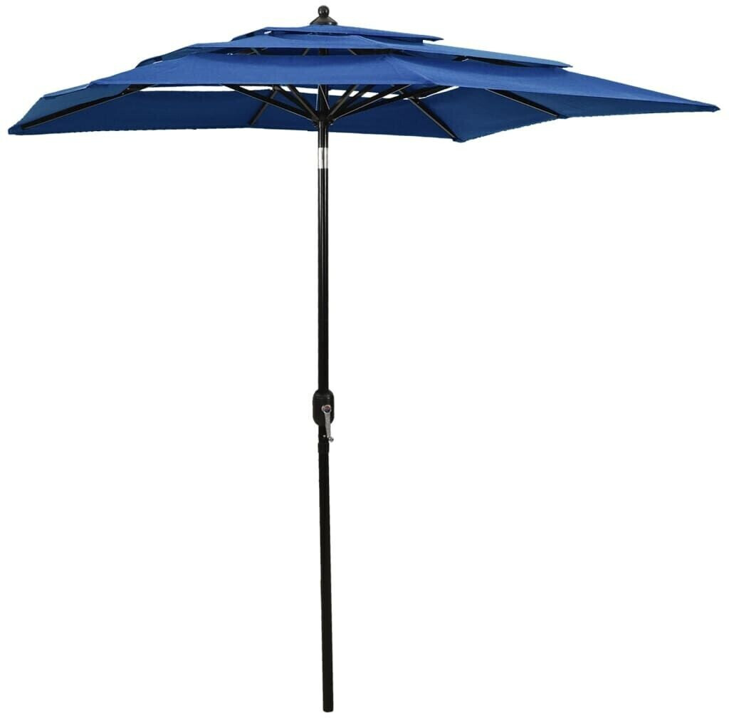 vidaXL Parasol en aluminium à mât 3 couches 2x2m bleu azur